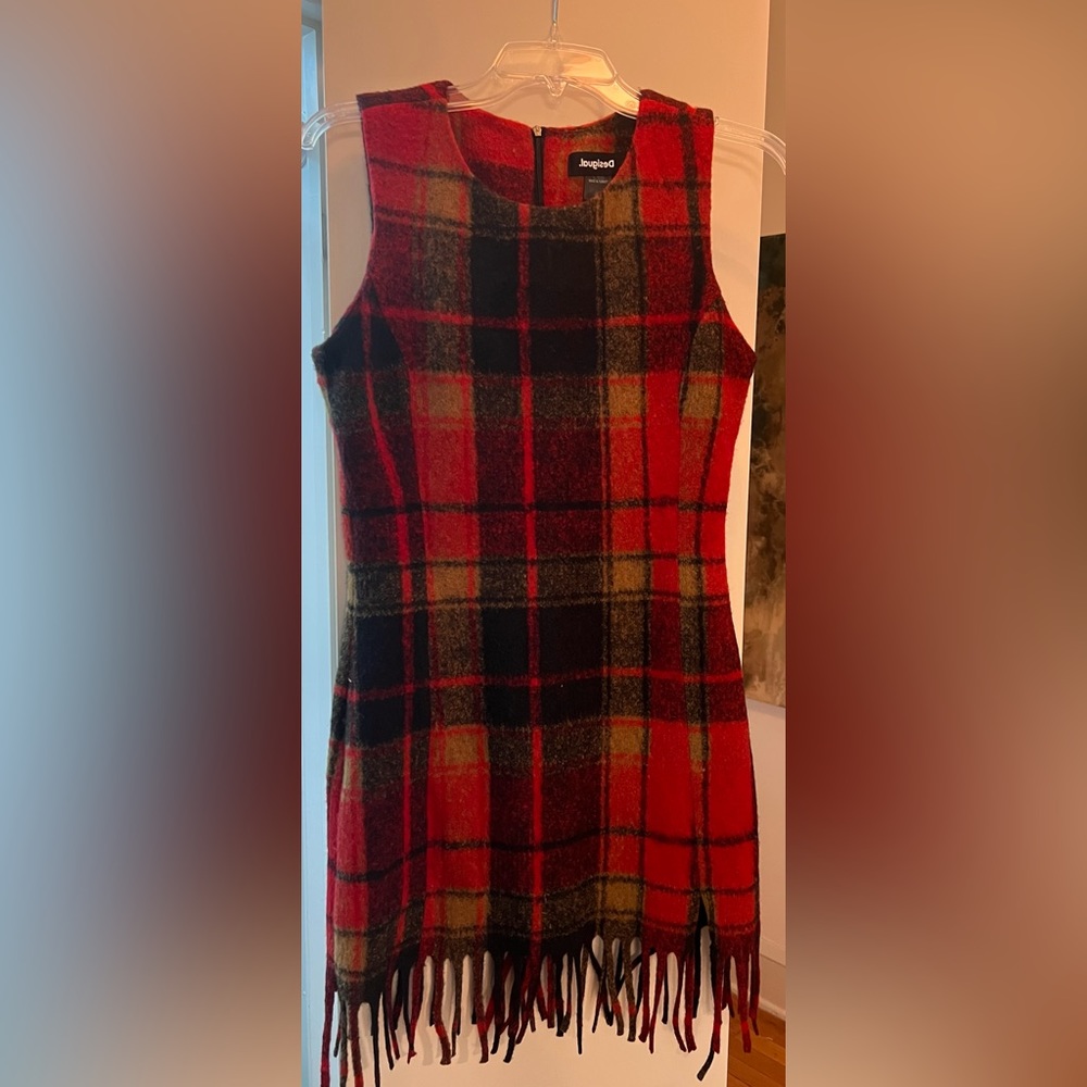 Wool mini dress with fringe.  Size small
